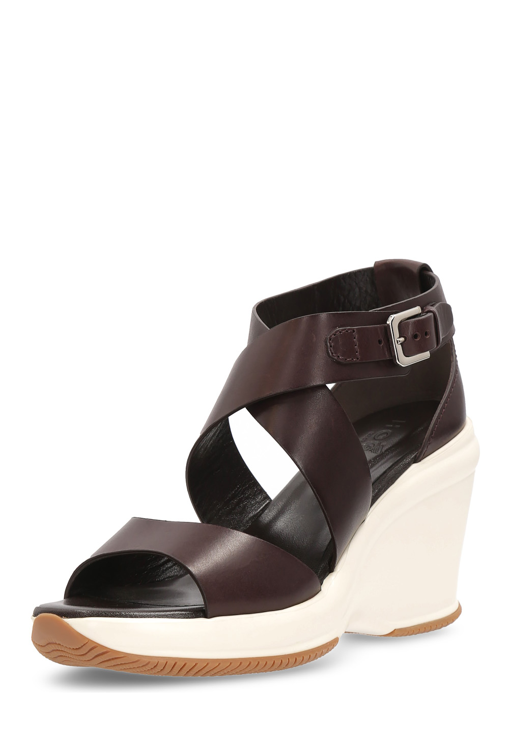 Sandalia de cuña Hogan para mujer, marrón oscuro, HXW1460A360AOFS807