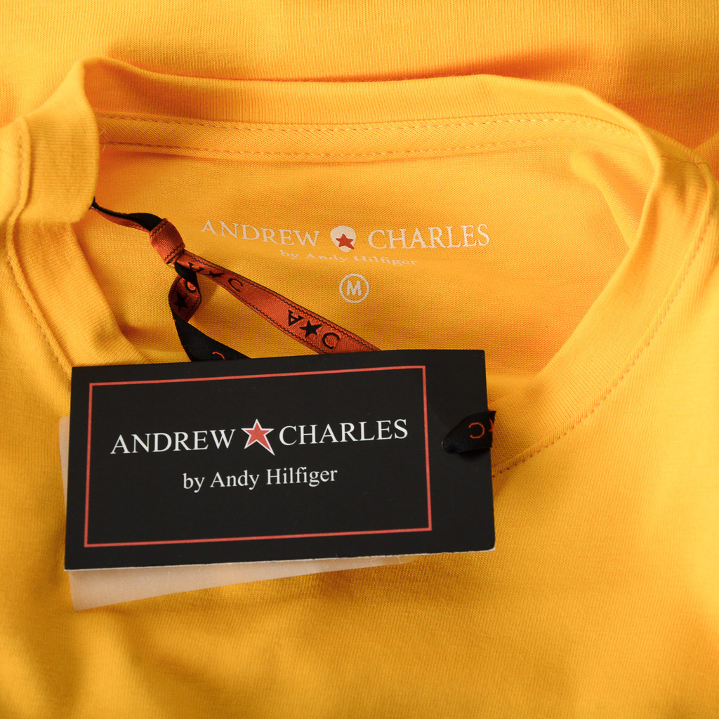 Camiseta Andrew Charles para hombre, manga corta, cuello redondo, amarilla, KEITA