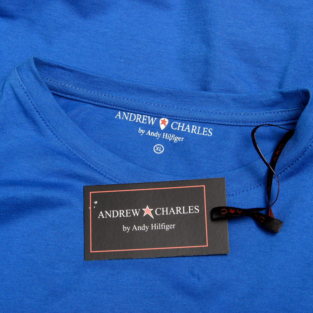 Camiseta Andrew Charles para hombre, manga corta, cuello redondo, azul, KEITA
