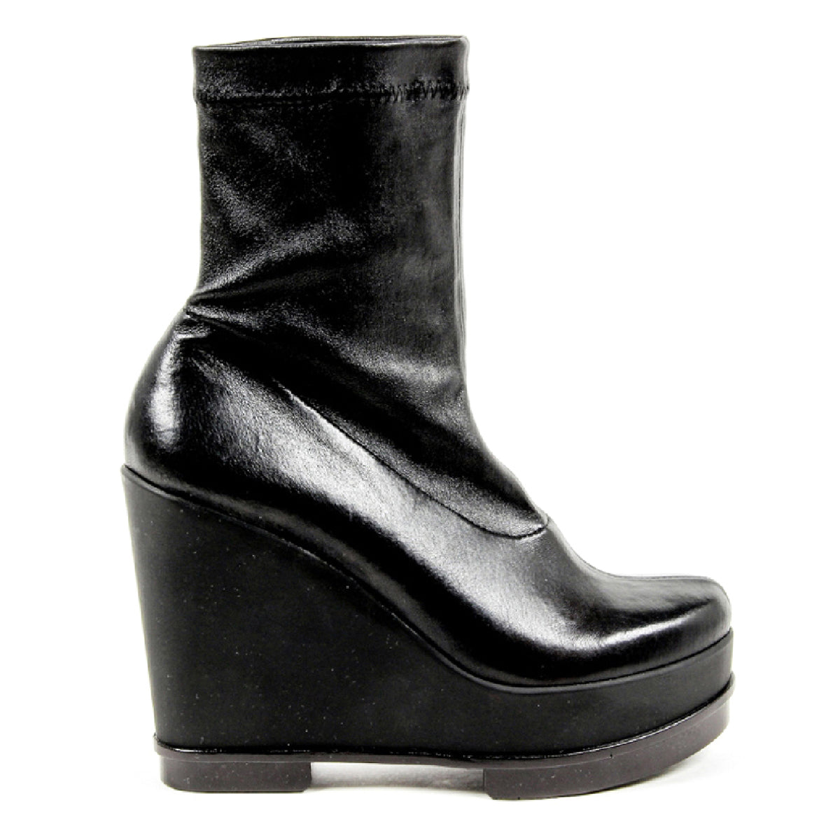 Robert Clergerie Paris Botas cortas de cuña para mujer SOUZIJ AGNEAU STRETCH NOIR DBL NR