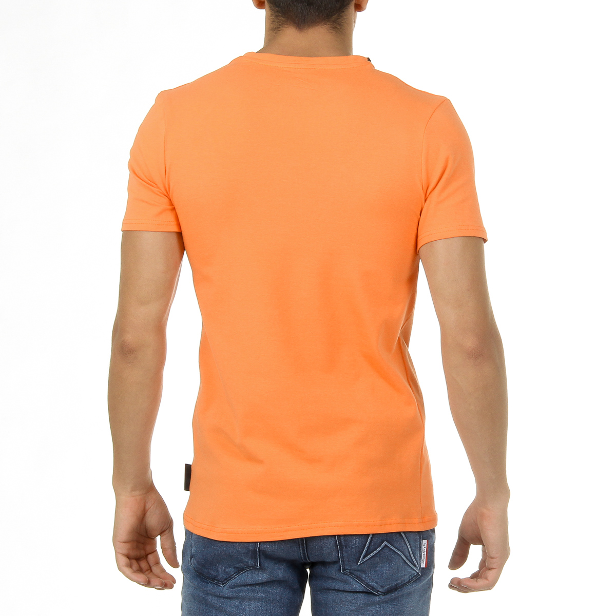 Camiseta Andrew Charles para hombre, manga corta, cuello redondo, naranja, KEITA