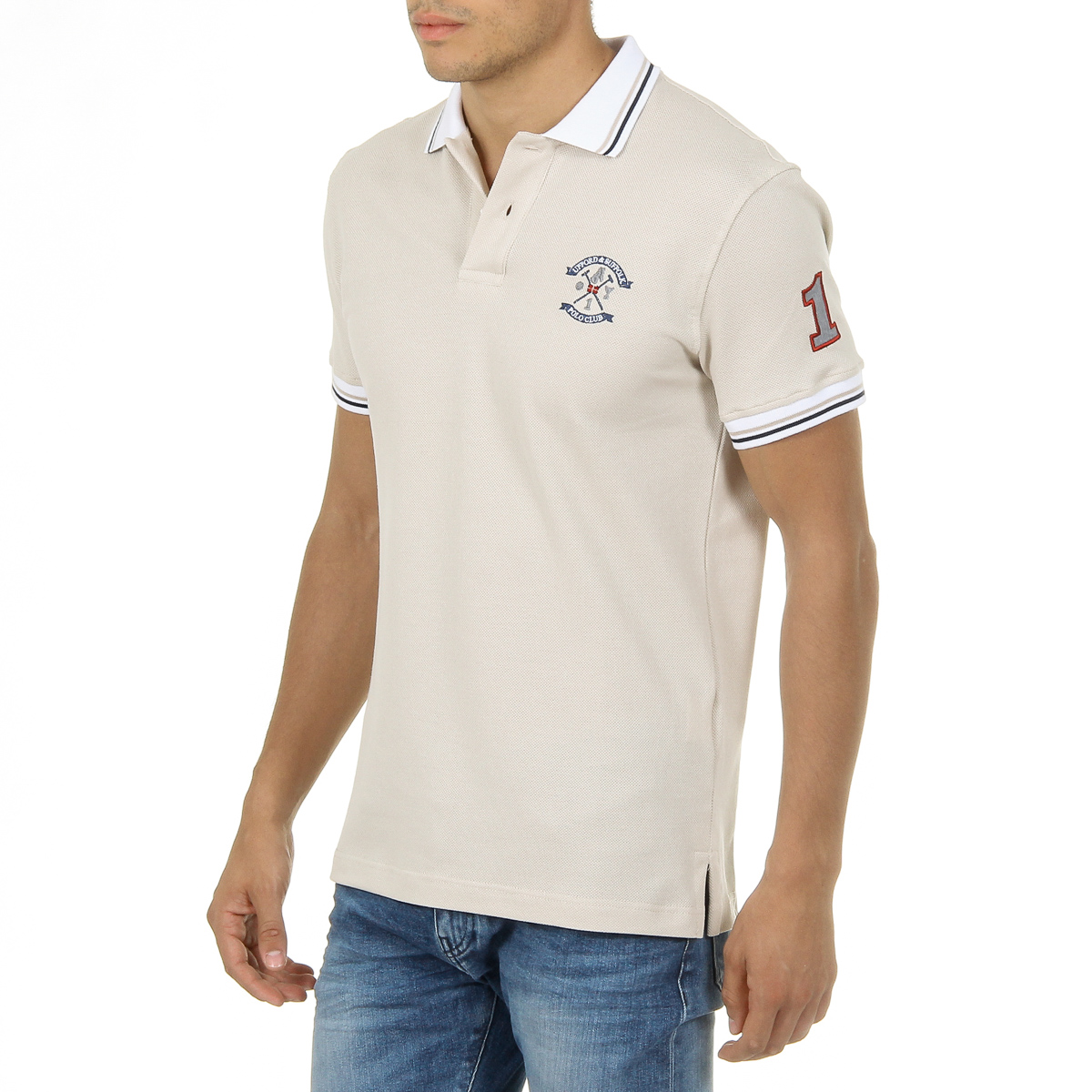 Polo Ufford & Suffolk Polo Club para hombre, manga corta, beige, FURIA