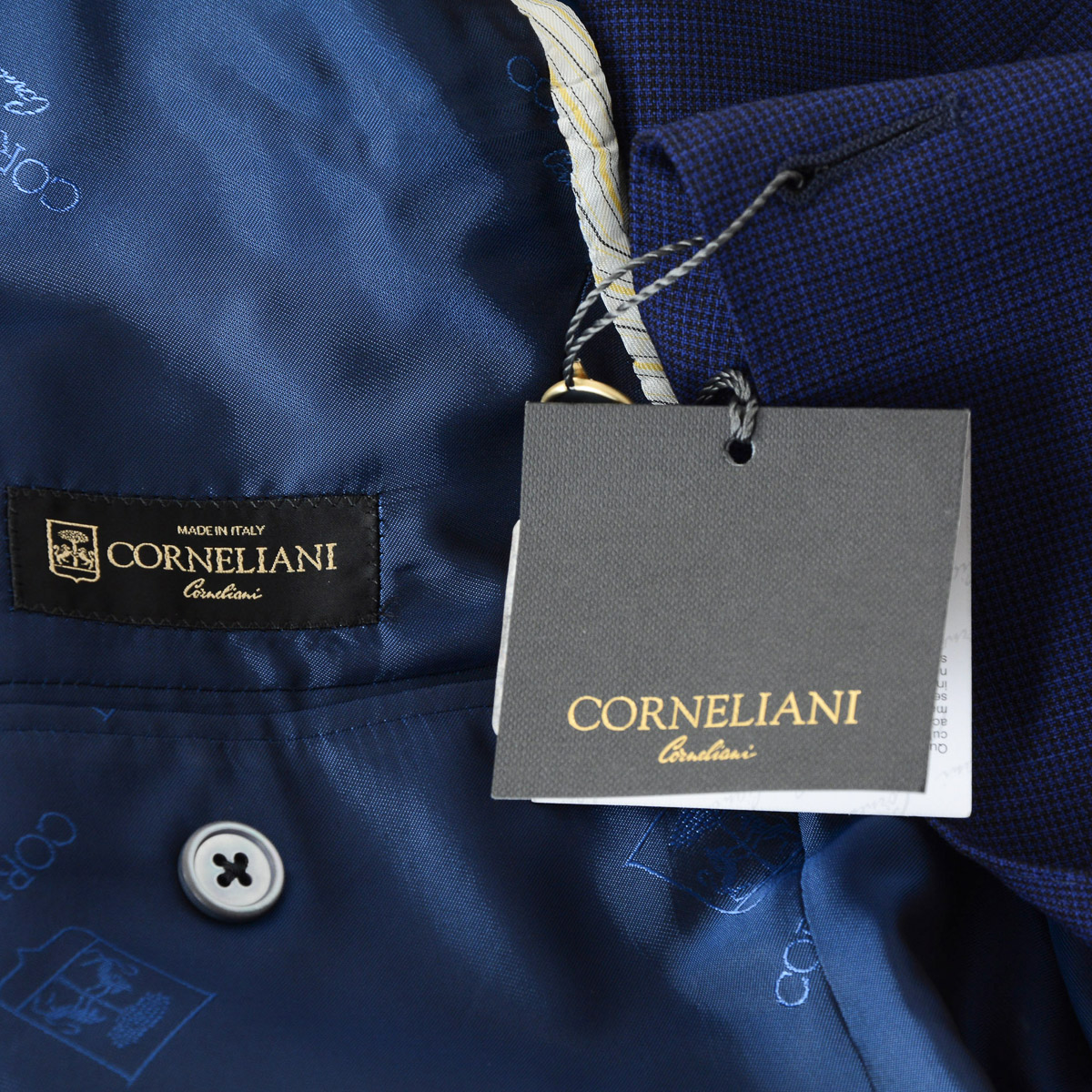 Corneliani Mens Suit Long Sleeves Blue Super 110's