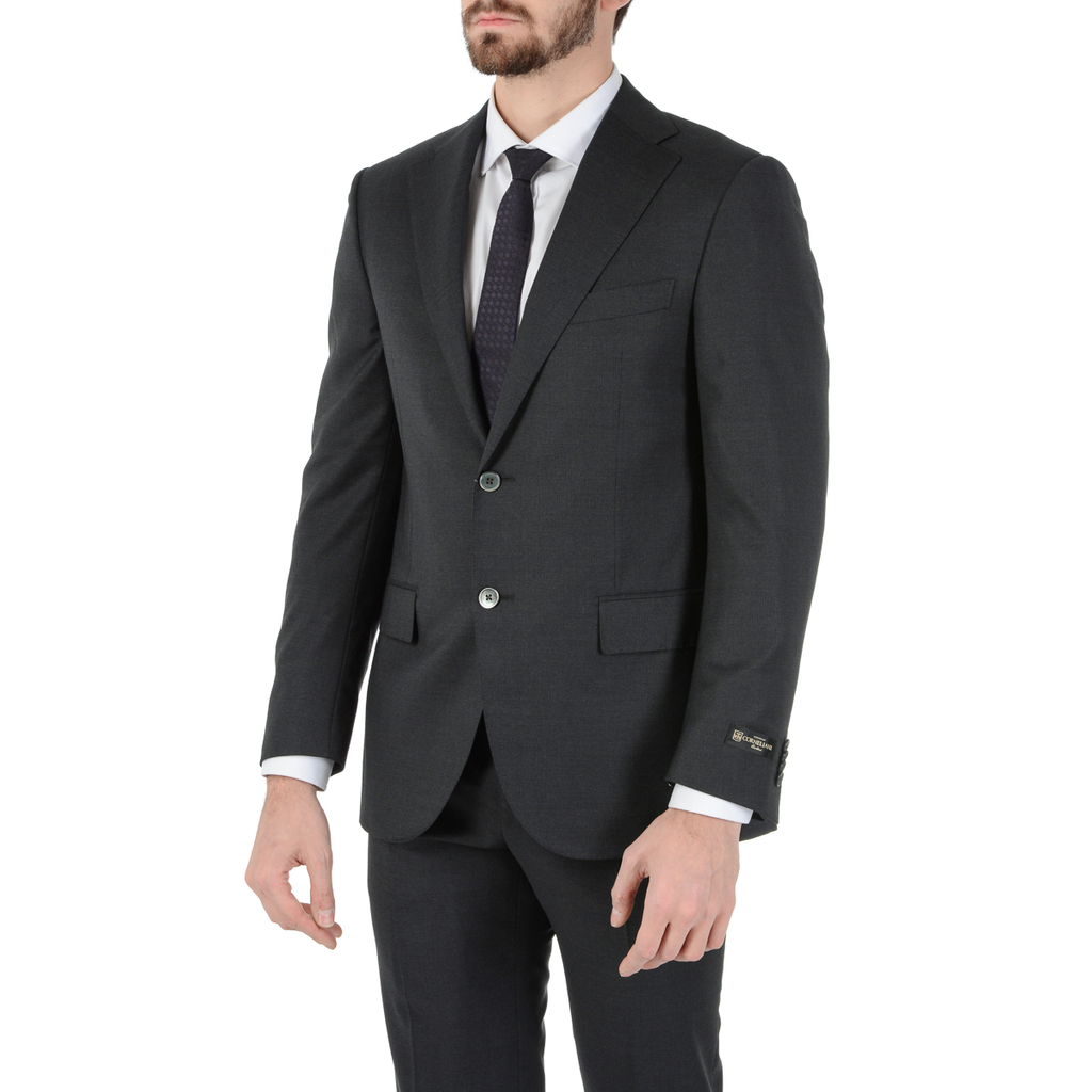 Corneliani Mens Suit Long Sleeves Dark Grey Super 130's