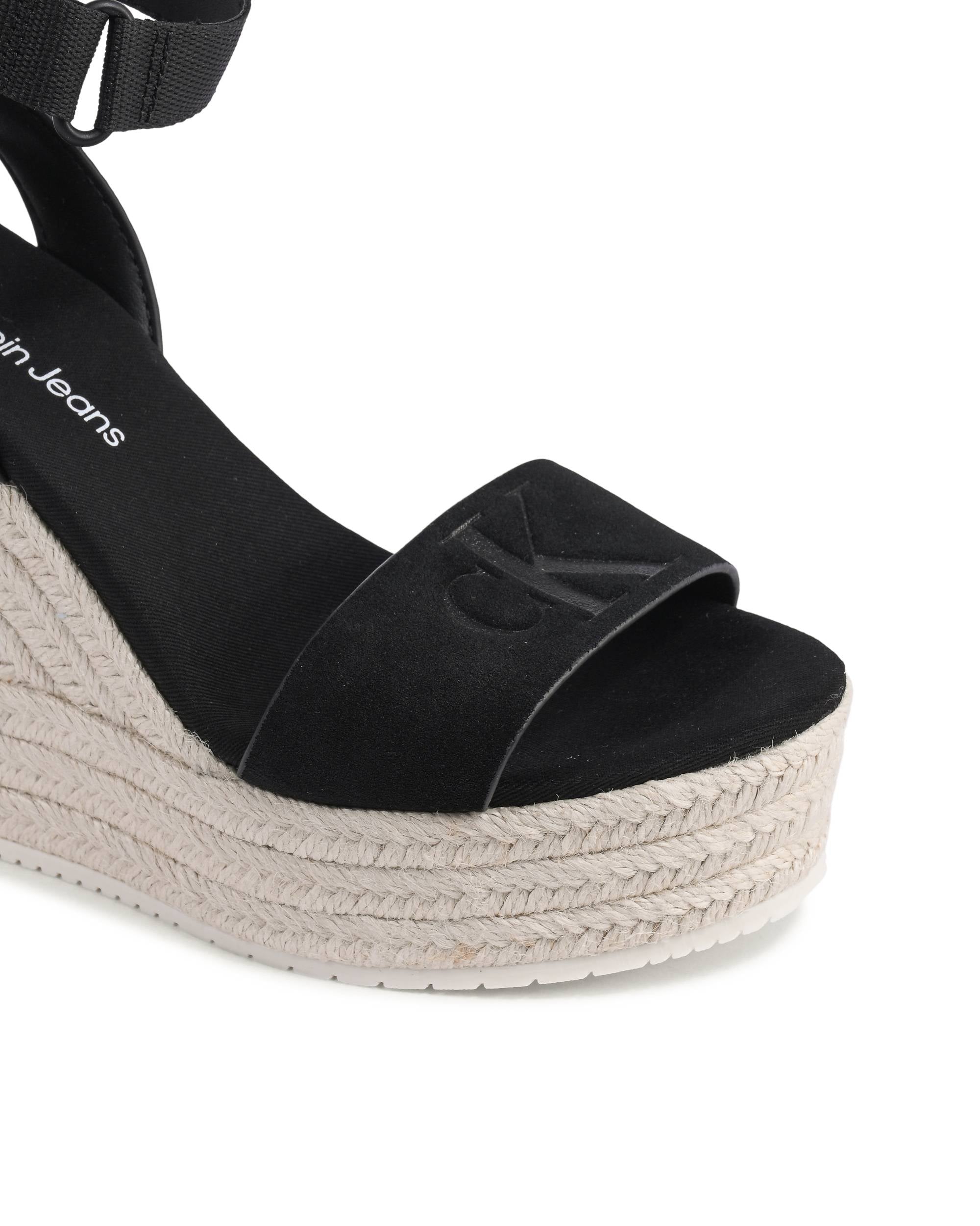 Calvin Klein - Sandalias de cuña para mujer, color negro, YW0YW01026BEH