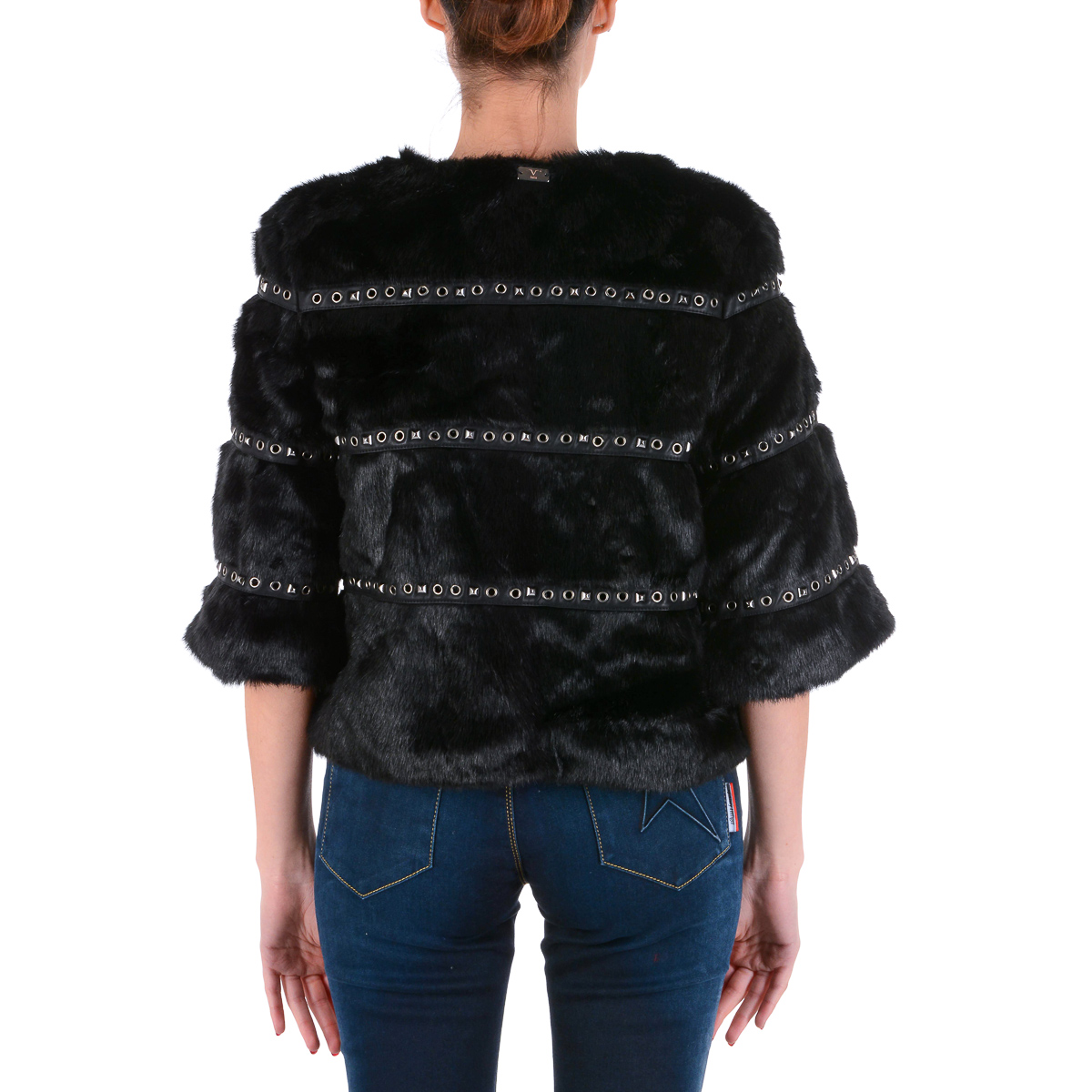 Chaqueta de mujer V 1969 Italia de manga larga negra GIULIA
