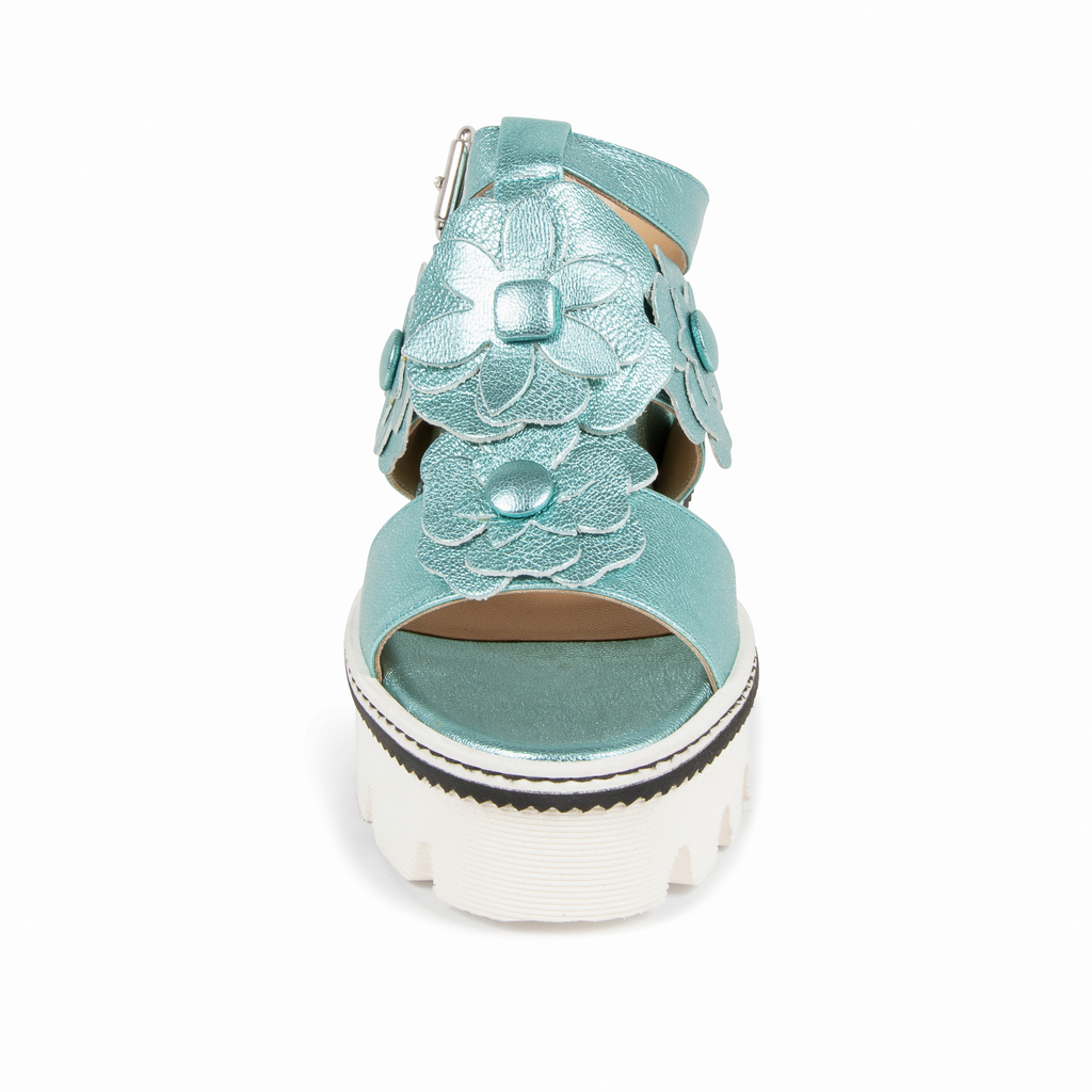 V1969 Italia Sandalia de plataforma para mujer Azul claro B3042DO CAPRA VETREX LAM GIADA