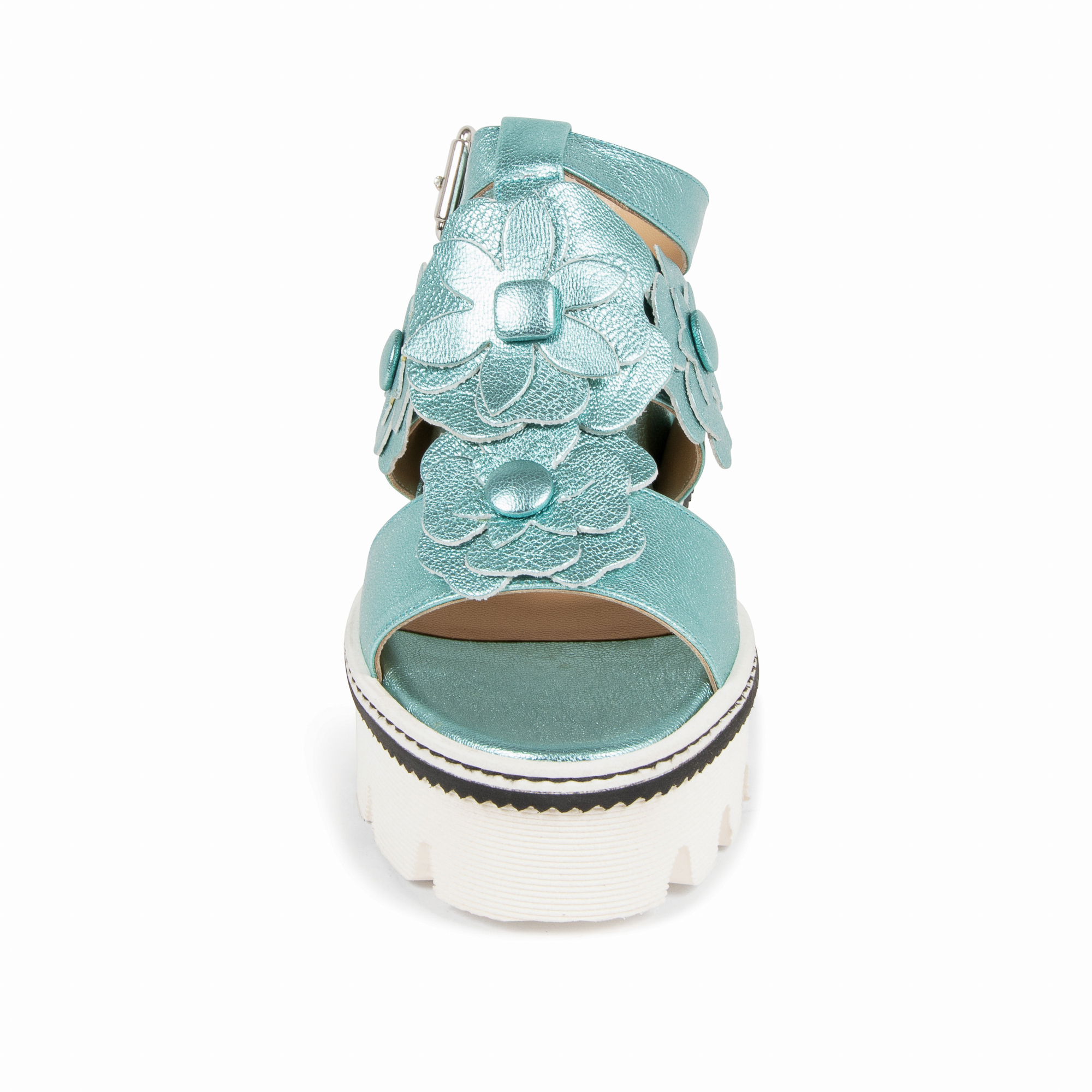 V1969 Italia Sandalia de plataforma para mujer Azul claro B3042DO CAPRA VETREX LAM GIADA