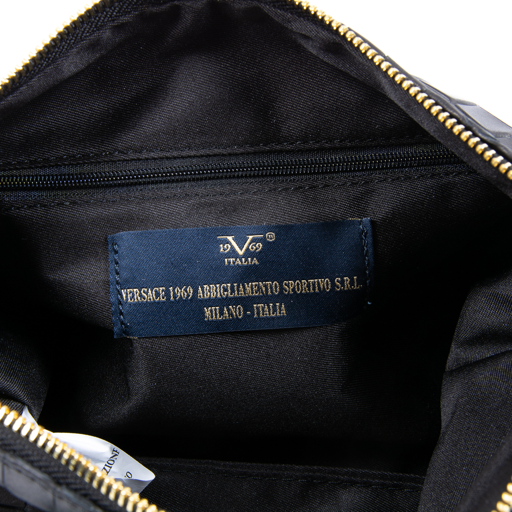 Bolso de mano para mujer V 1969 Italia, color negro y lima