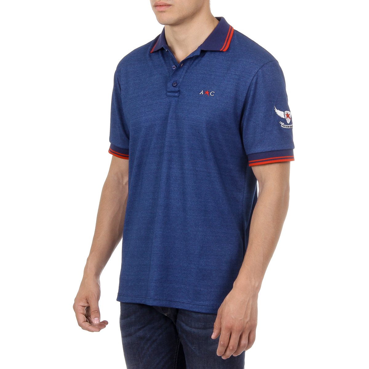Polo Andrew Charles de manga corta para hombre azul STEVE