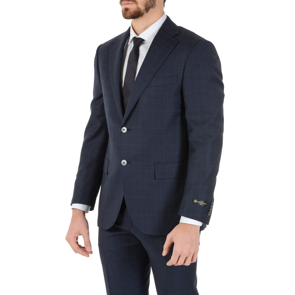 Corneliani Mens Suit Long Sleeves Dark Blue Super 110's