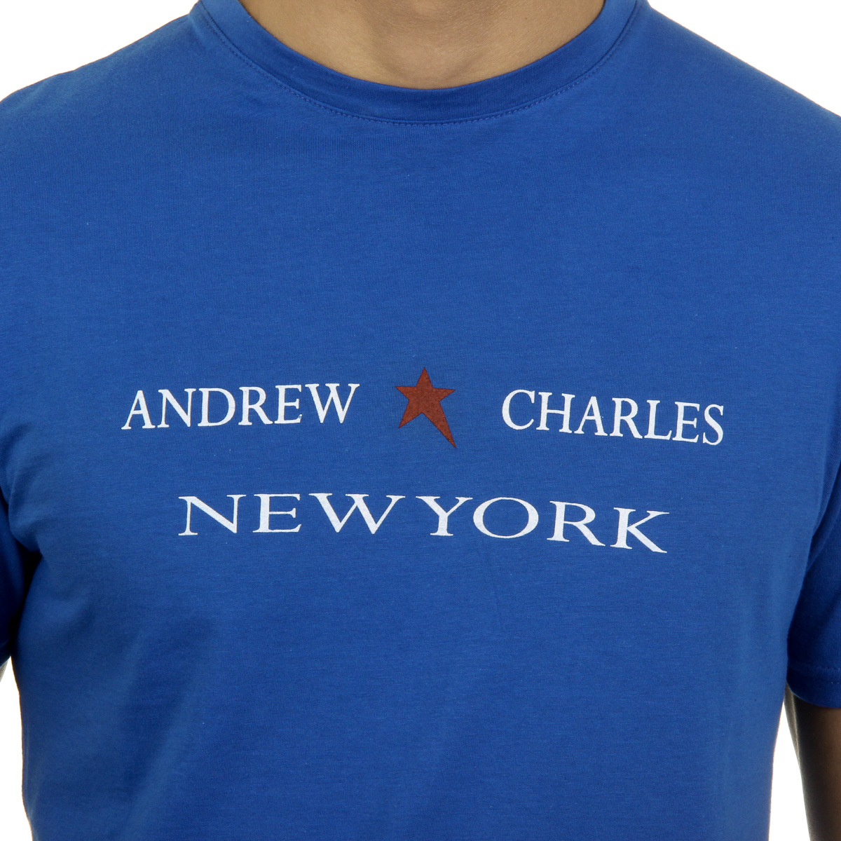 Camiseta Andrew Charles para hombre, manga corta, cuello redondo, azul, KEITA