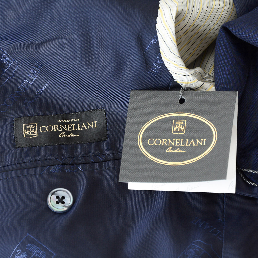 Corneliani Mens Suit Long Sleeves Blue Super 110's