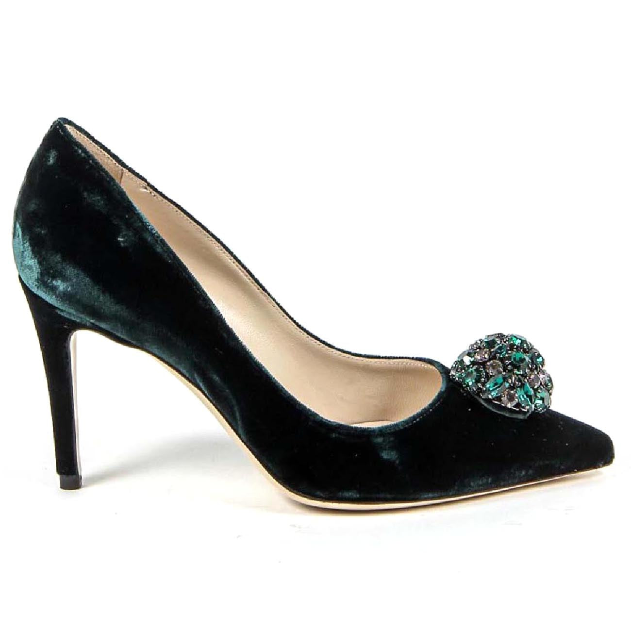 Zapatos de salón para mujer V 1969 Italia 3104104 VELLUTO VERDE