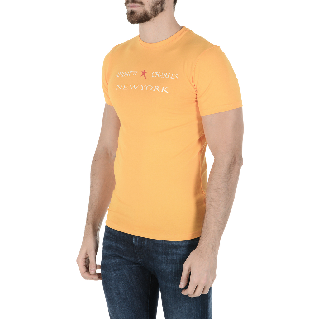 Camiseta Andrew Charles para hombre, manga corta, cuello redondo, amarilla, KEITA