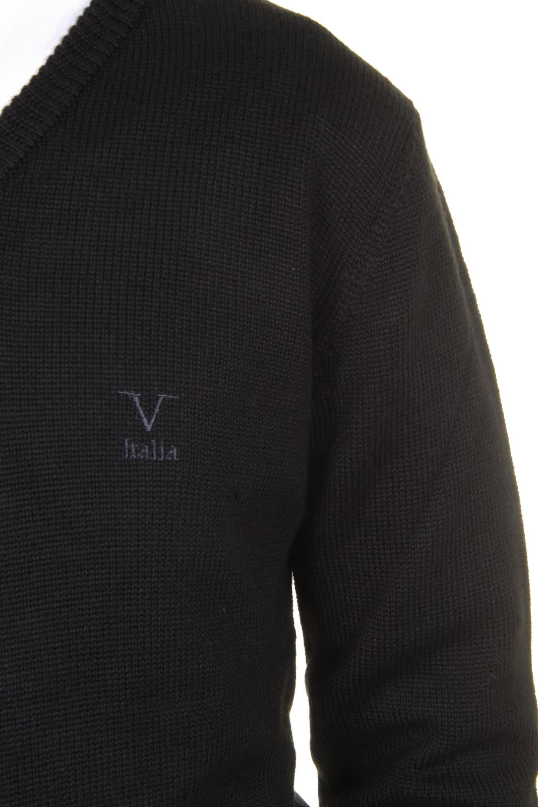 V 1969 Italia Jersey con cuello de pico para hombre 9803 SCOLLO V NERO