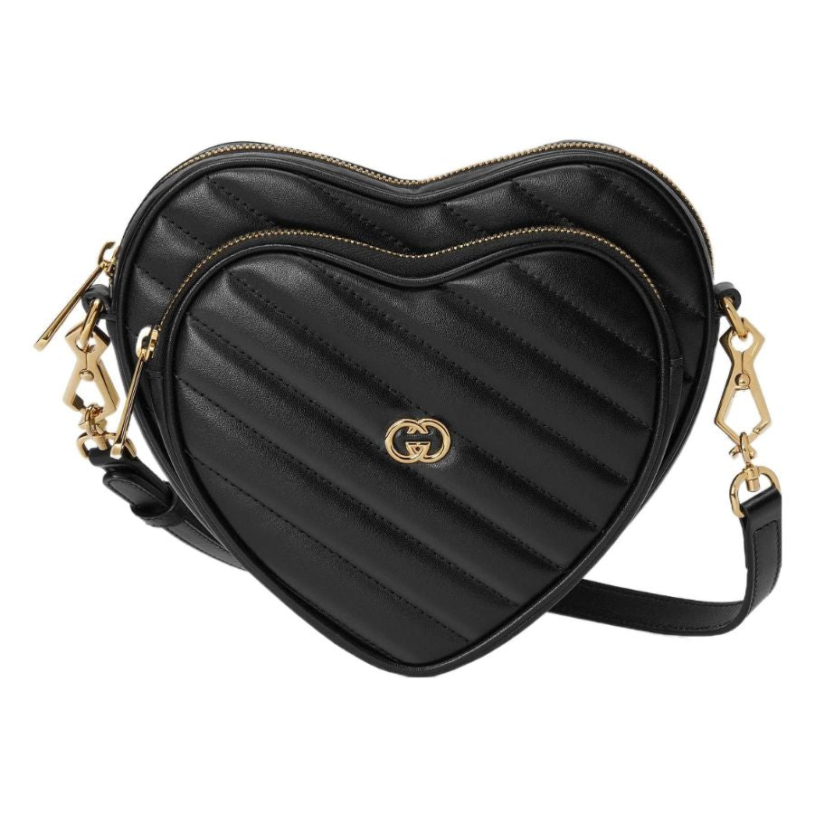 Bolso de hombro de piel Matelasse con forma de corazón