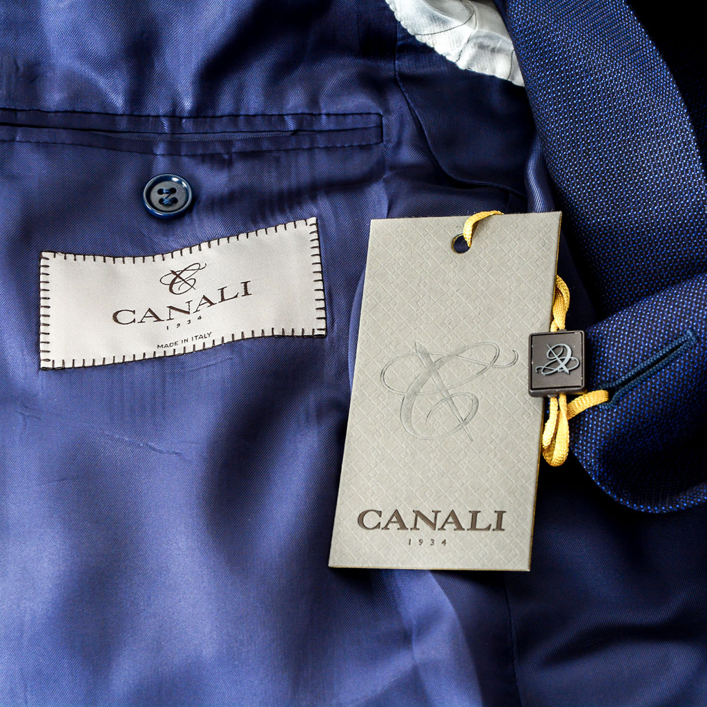 Canali Mens Suit Long Sleeves Blue Water Resistant