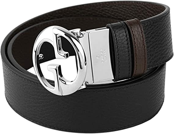 Cinturón reversible de cuero para hombre Gucci, negro y marrón oscuro