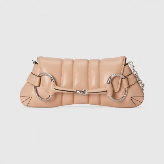 Bolso de hombro grande de cuero acolchado Horsebit