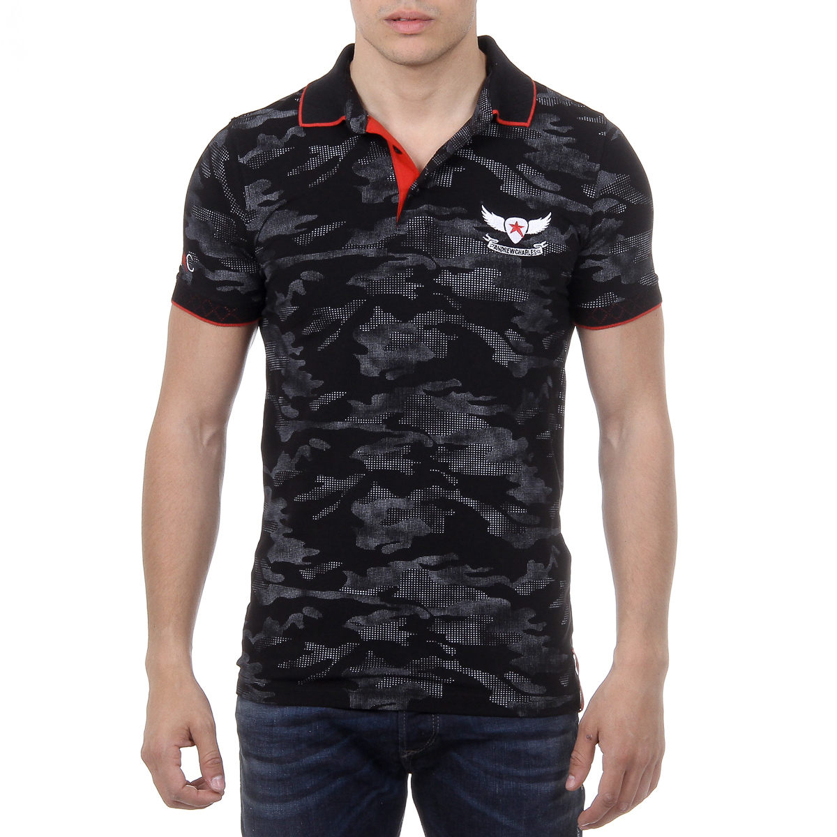 Andrew Charles Mens Polo Short Sleeves Black JULIAN