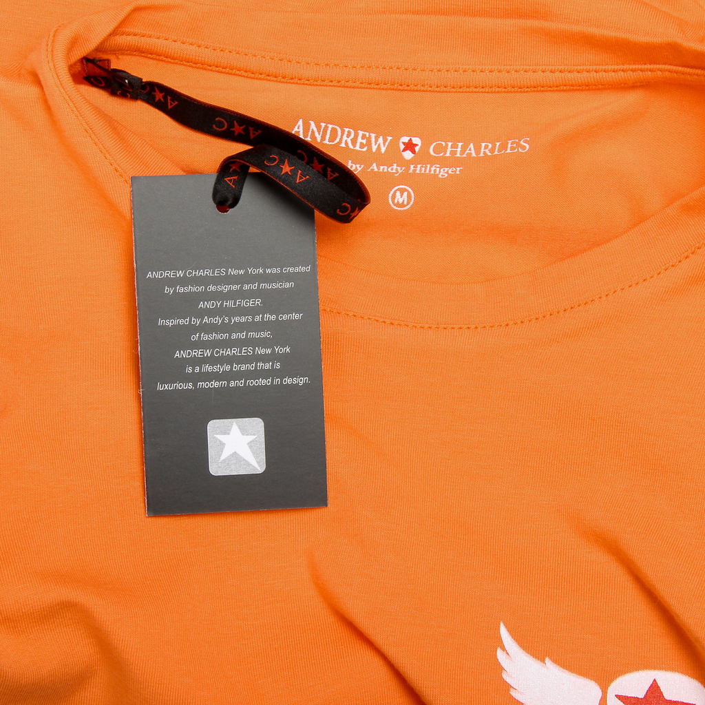 Camiseta Andrew Charles para hombre, manga corta, cuello redondo, naranja, KEITA