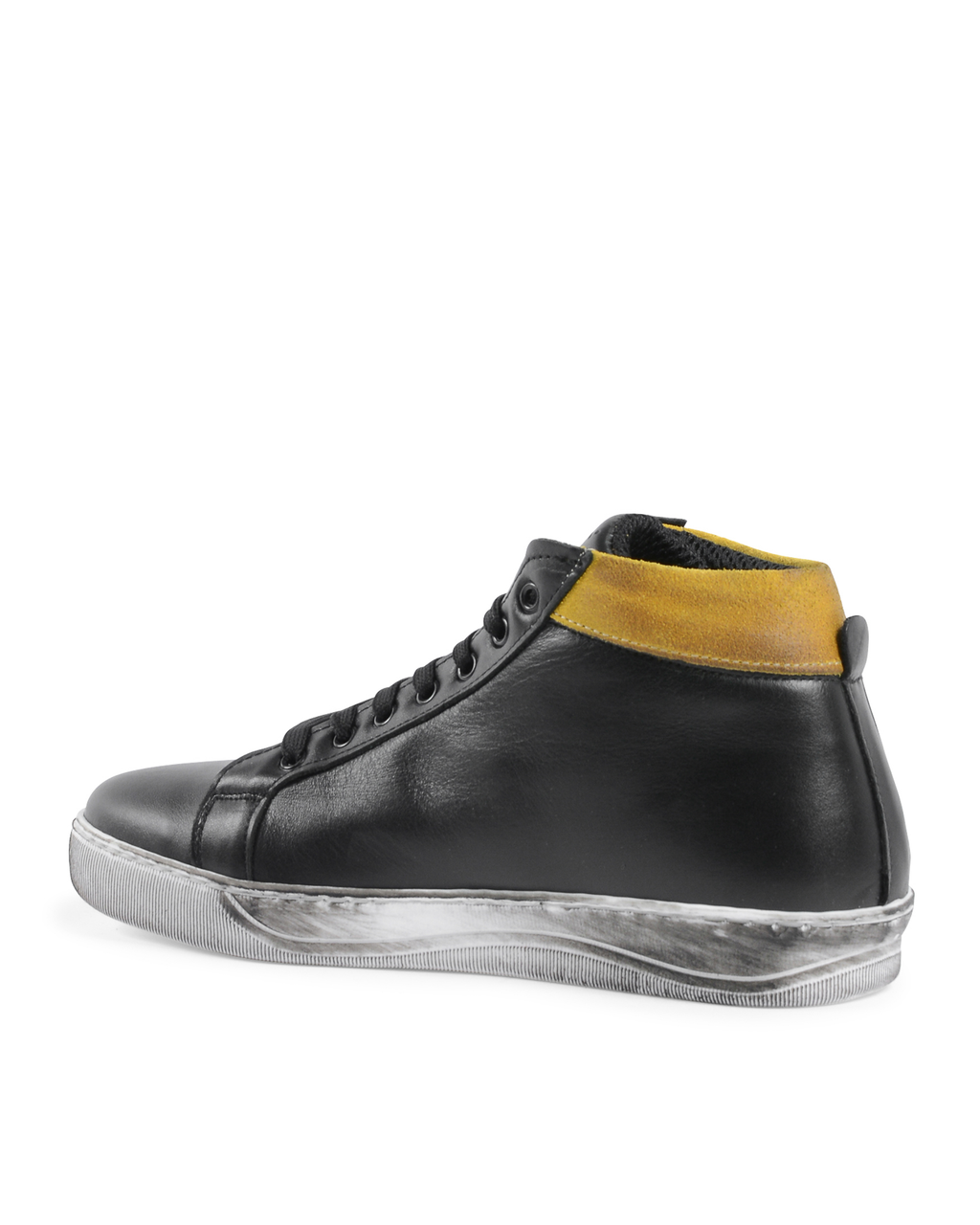 19V69 Italia Mens Sneaker Black Yellow 2130 VITELLO NERO CAM GIALLO
