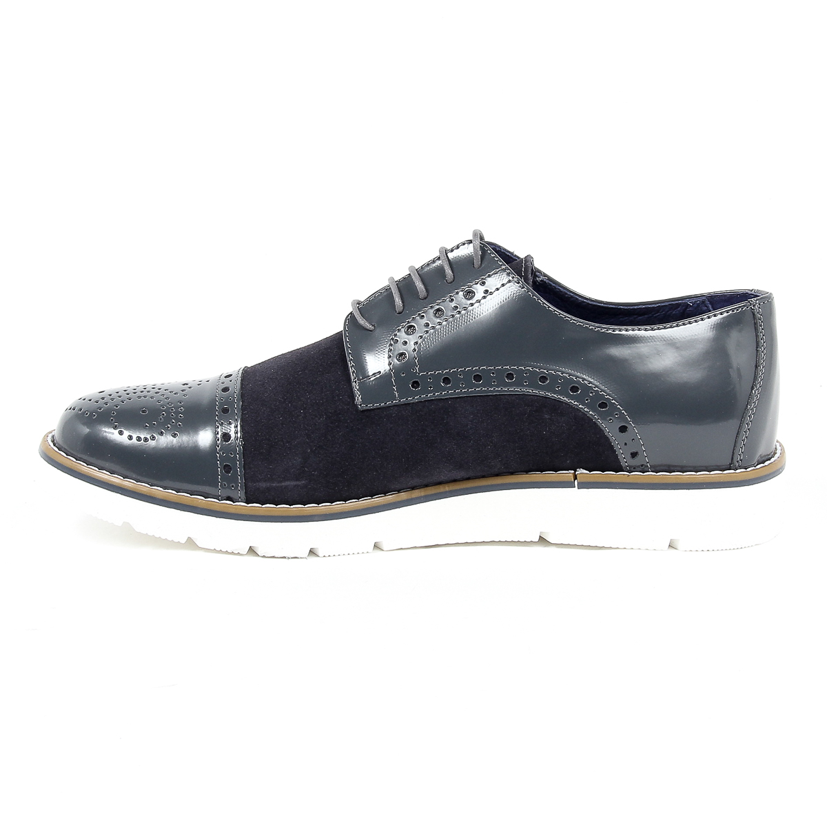 Andrew Charles - Zapatos Oxford brogue para hombre 911 ABRASIVATO CAM GRIGIO BLEU