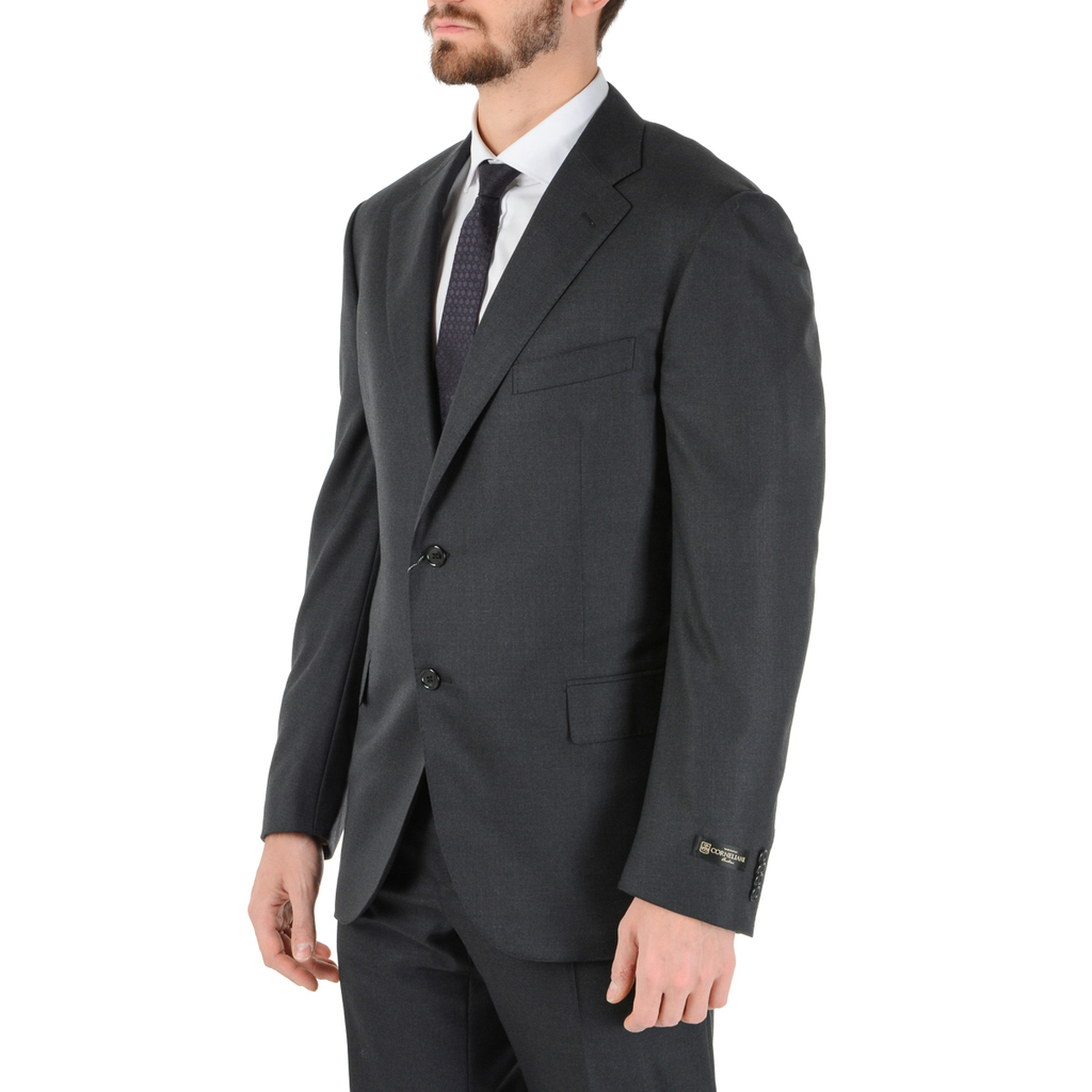 Corneliani Mens Suit Long Sleeves Dark Grey Super 160's