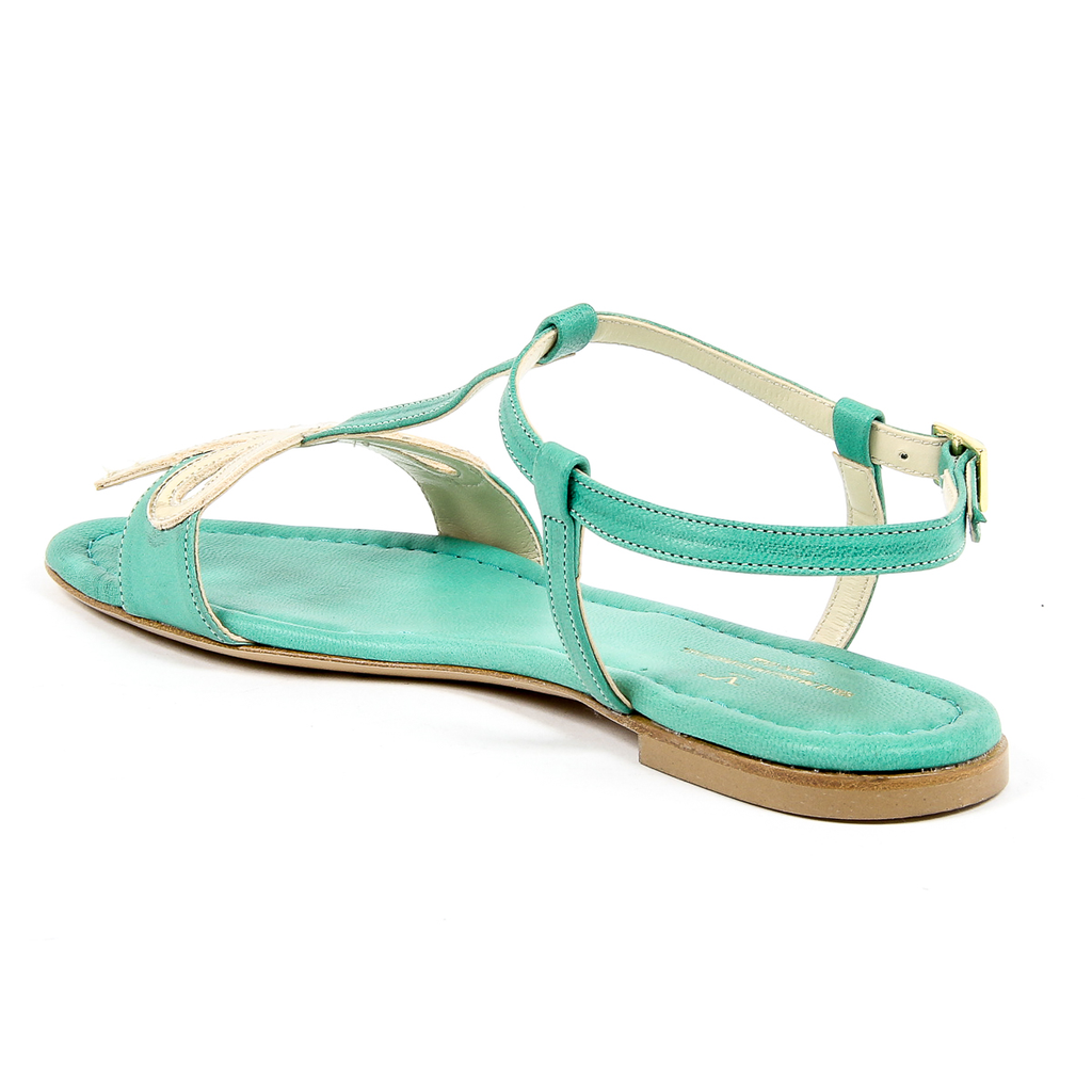 V 1969 Italia Sandalia plana para mujer Verde LISA