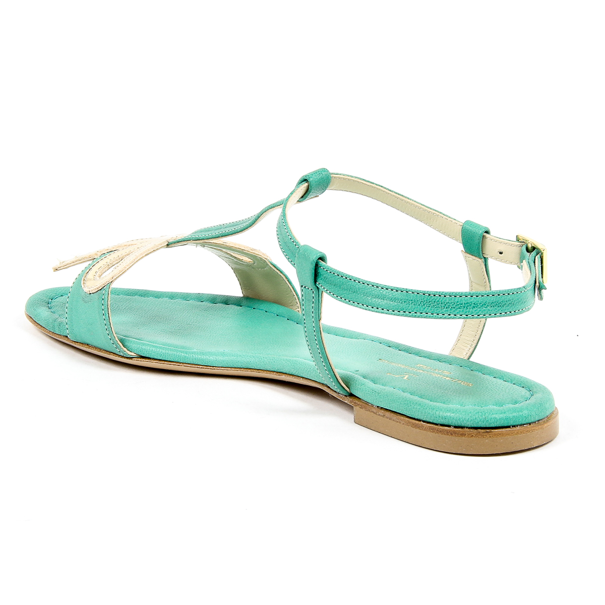 V 1969 Italia Sandalia plana para mujer Verde LISA
