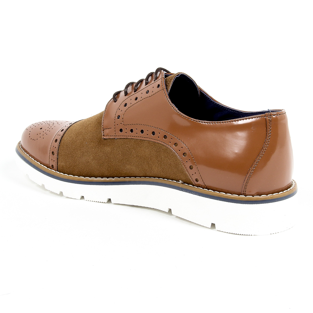 Andrew Charles - Zapatos Oxford brogue para hombre 911 ABRASIVATO CAMOSCIO COGNAC