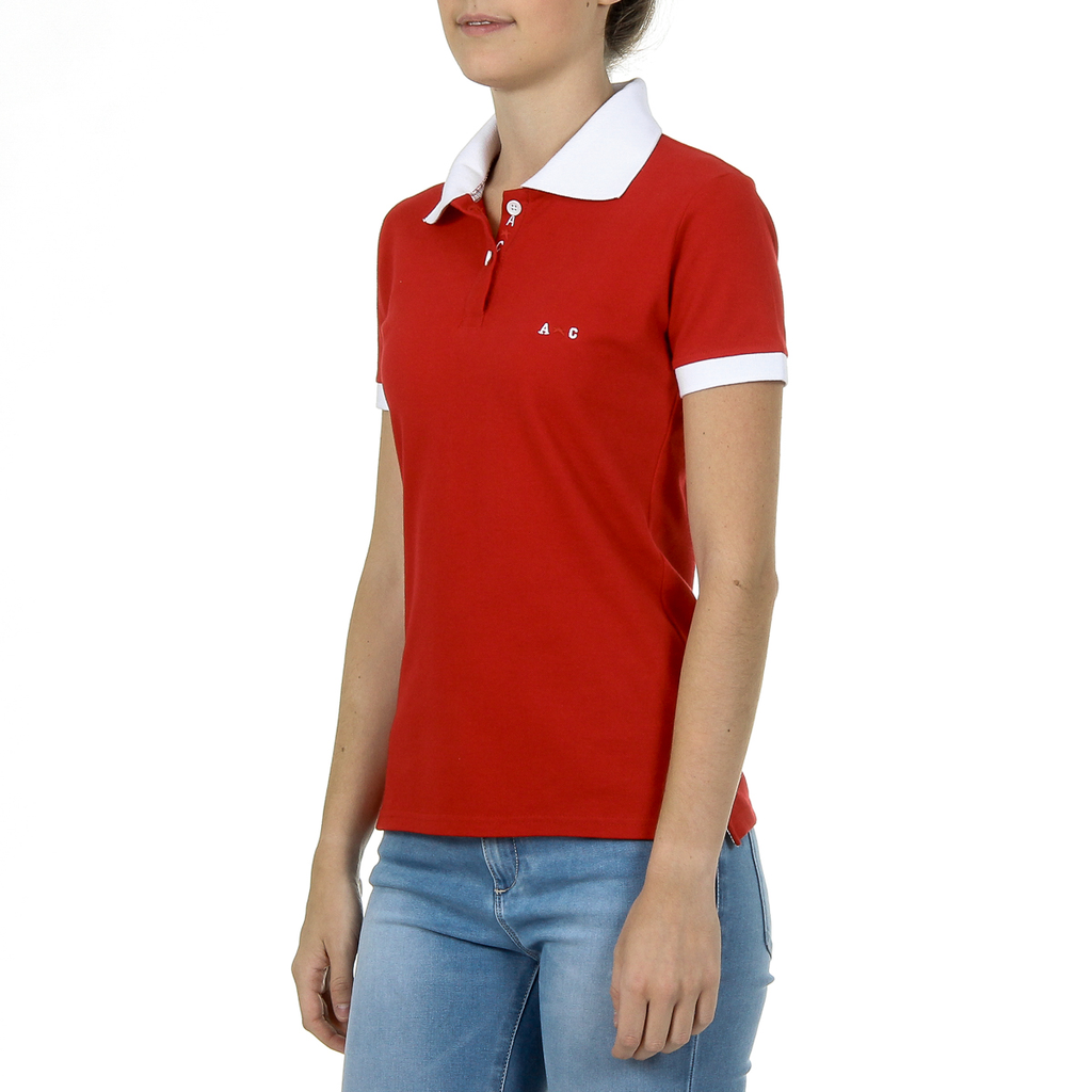 Polo Andrew Charles para mujer, manga corta, rojo, NIA