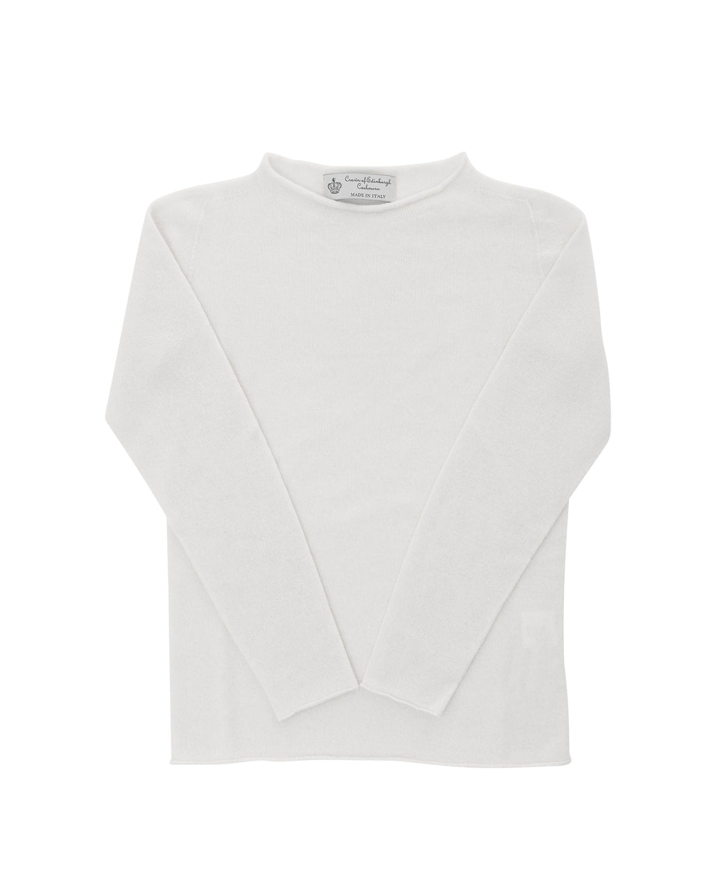 Suéter de cuello barco para mujer de cachemira Crown of Edinburgh COE 0025 CREMA