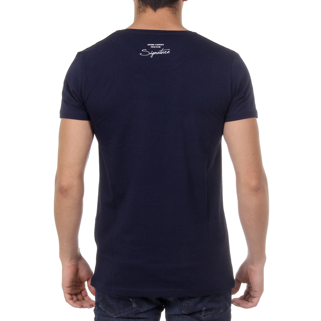 Camiseta de hombre Ufford & Suffolk Polo Club, manga corta, cuello redondo, US027, azul marino
