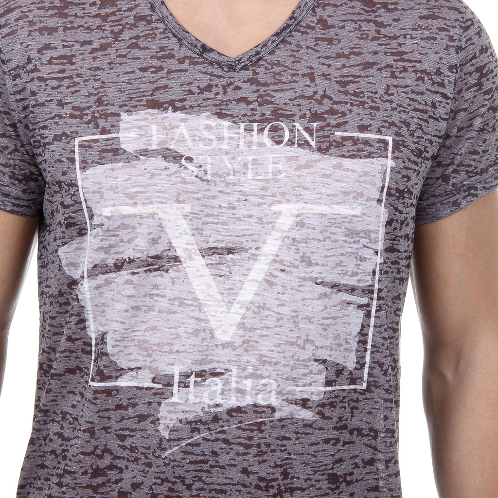 V 1969 Italia Mens T-shirt Short Sleeves V-Neck Black DANIEL