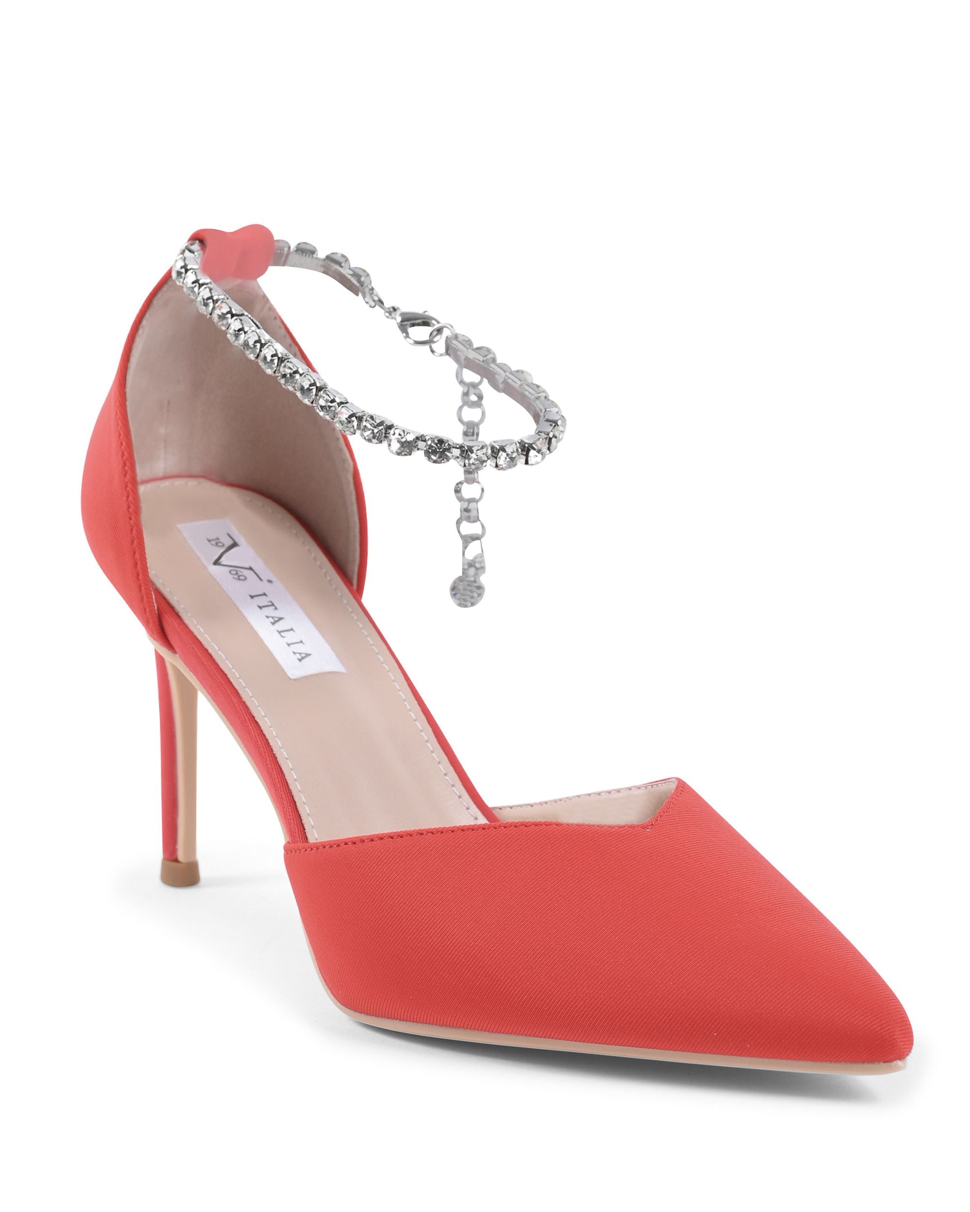 19V69 Italia - Zapatos de salón con tira al tobillo para mujer, color rojo, F2929 ROSSO