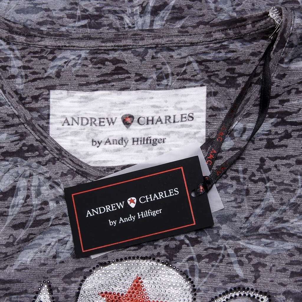 Andrew Charles Womens T-shirt Short Sleeves V-Neck Black ALEXA