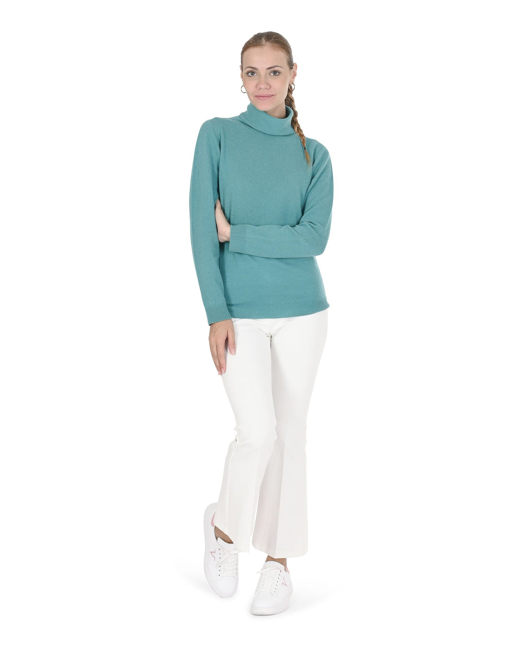 Suéter de cuello alto de cachemira para mujer Crown of Edinburgh COE 005 JADE
