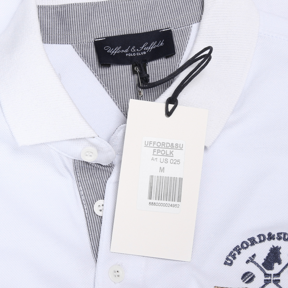 Polo Ufford & Suffolk Polo Club para hombre, manga corta, US025, blanco