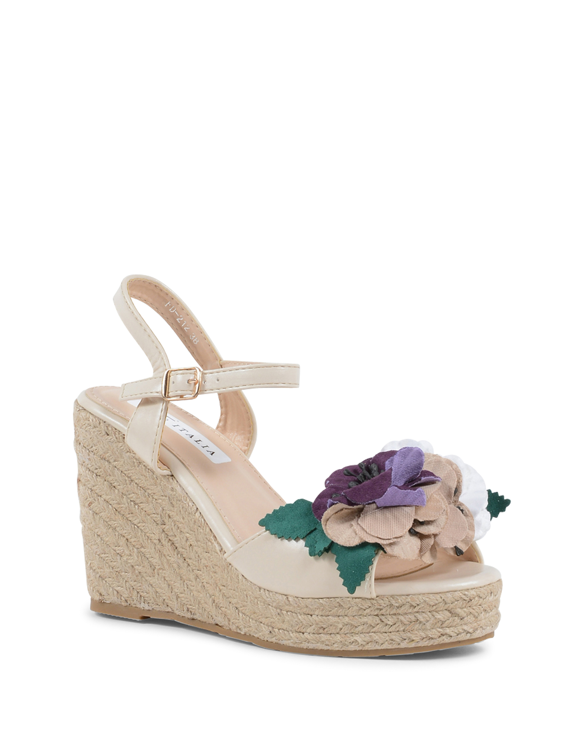 19V69 Italia Sandalia de cuña para mujer Beige V212 BEIGE