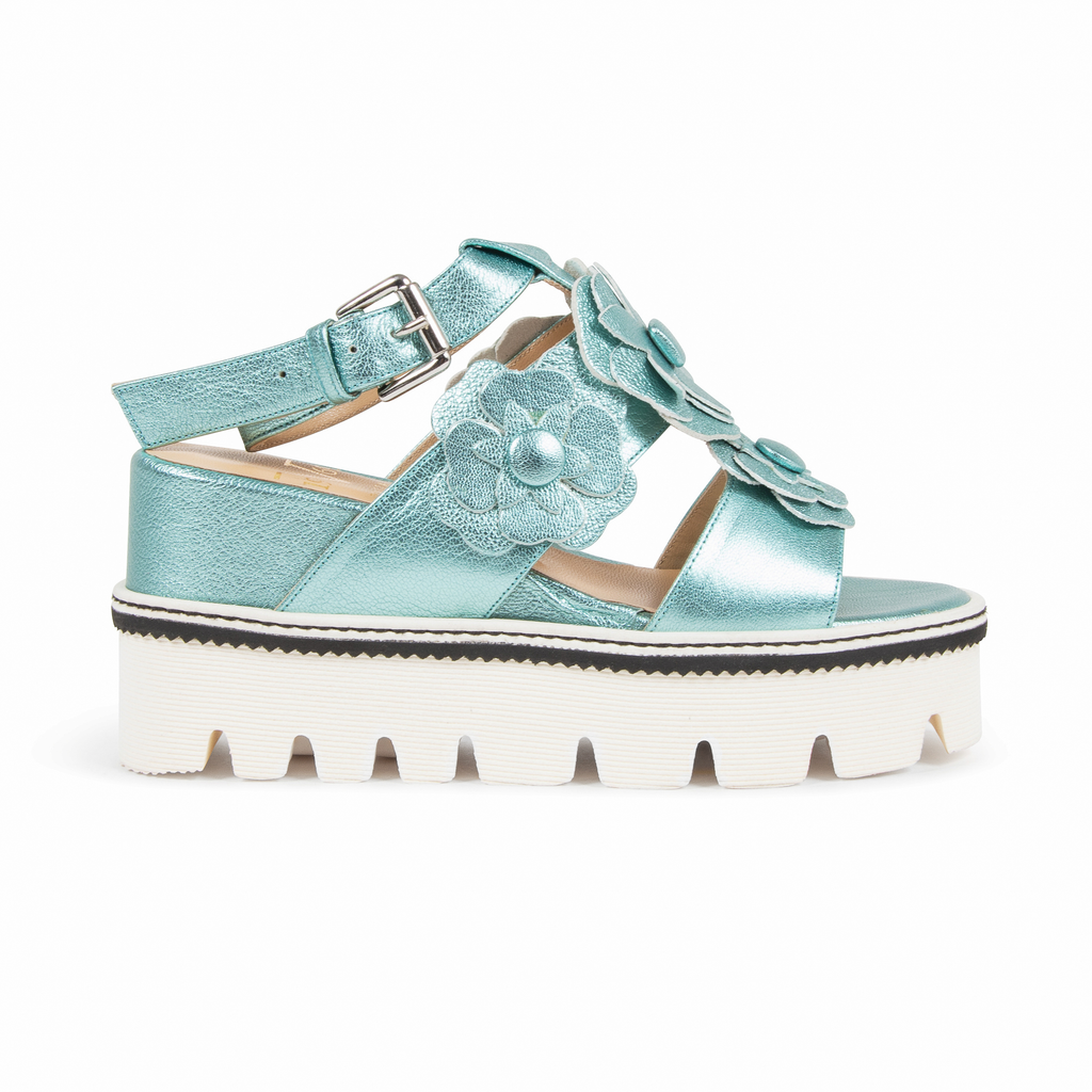 V1969 Italia Sandalia de plataforma para mujer Azul claro B3042DO CAPRA VETREX LAM GIADA