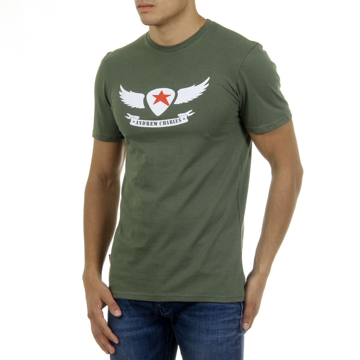 Camiseta Andrew Charles para hombre, manga corta, cuello redondo, verde, KEITA