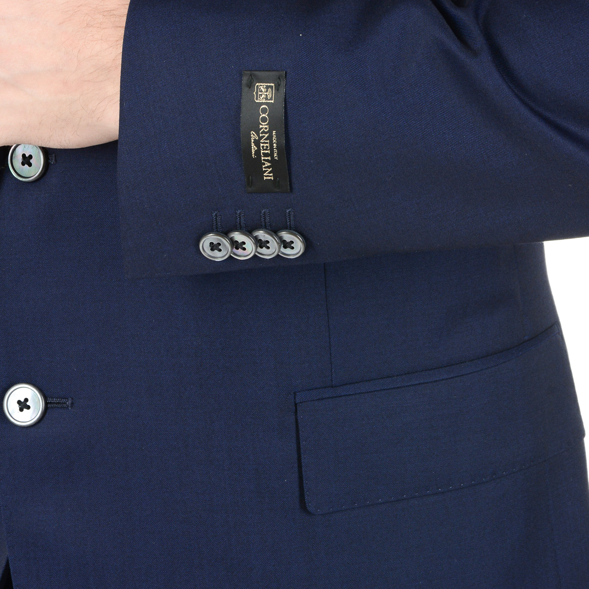Corneliani Mens Suit Long Sleeves Blue Super 110's