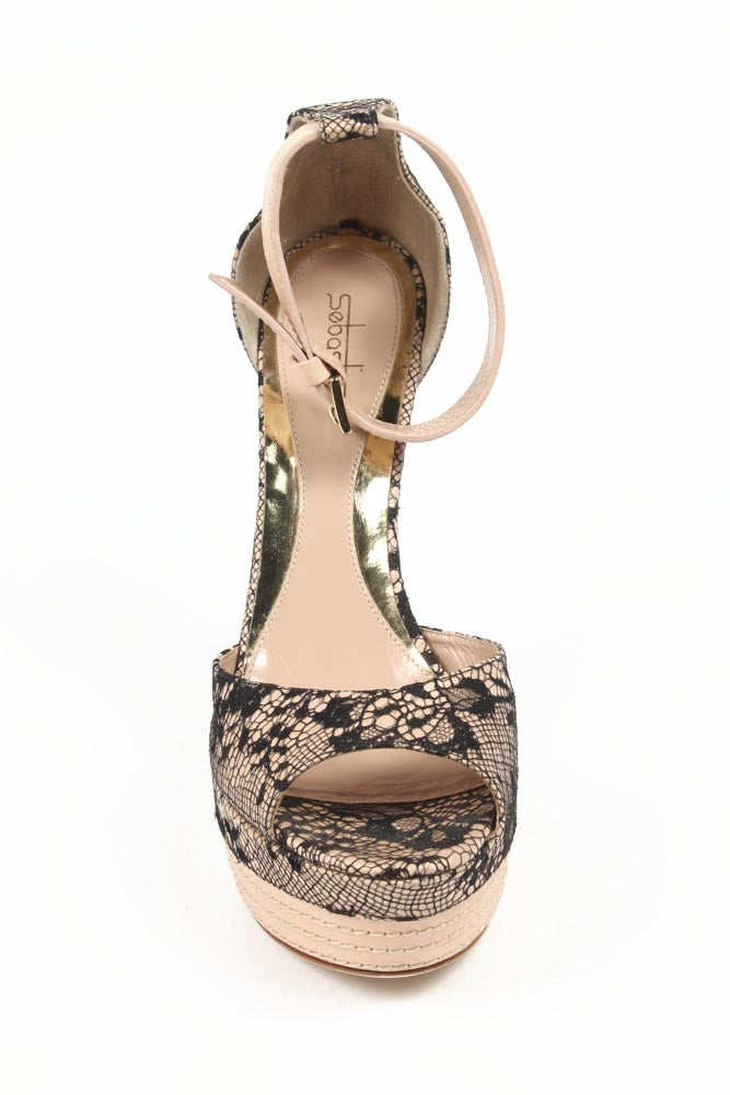 Sandalia de cuña alpargata de mujer Sebastian Milano S6109 PIZZO SU RASO PIZZO SU RASO