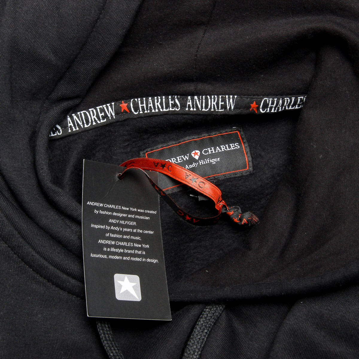 Sudadera con capucha Andrew Charles para hombre, manga larga, cuello redondo, color negro FIFI