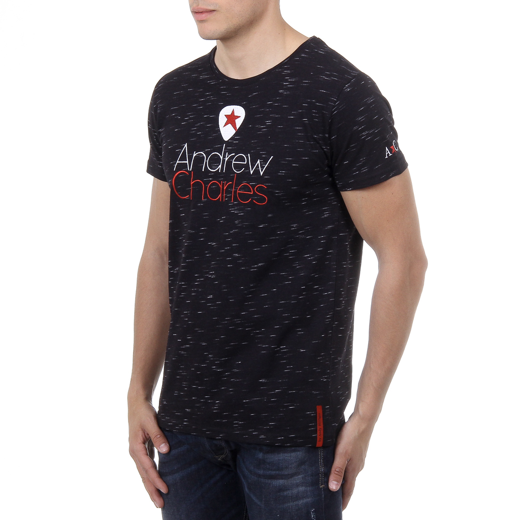 Andrew Charles Mens T-Shirt Short Sleeves Round Neck Black JACK