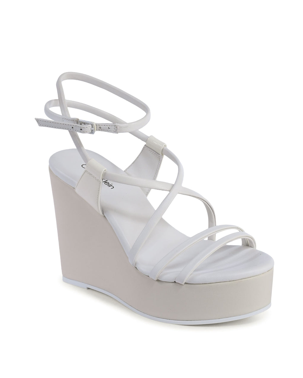 Calvin Klein - Sandalias de cuña para mujer, color blanco, HW0HW019520K9