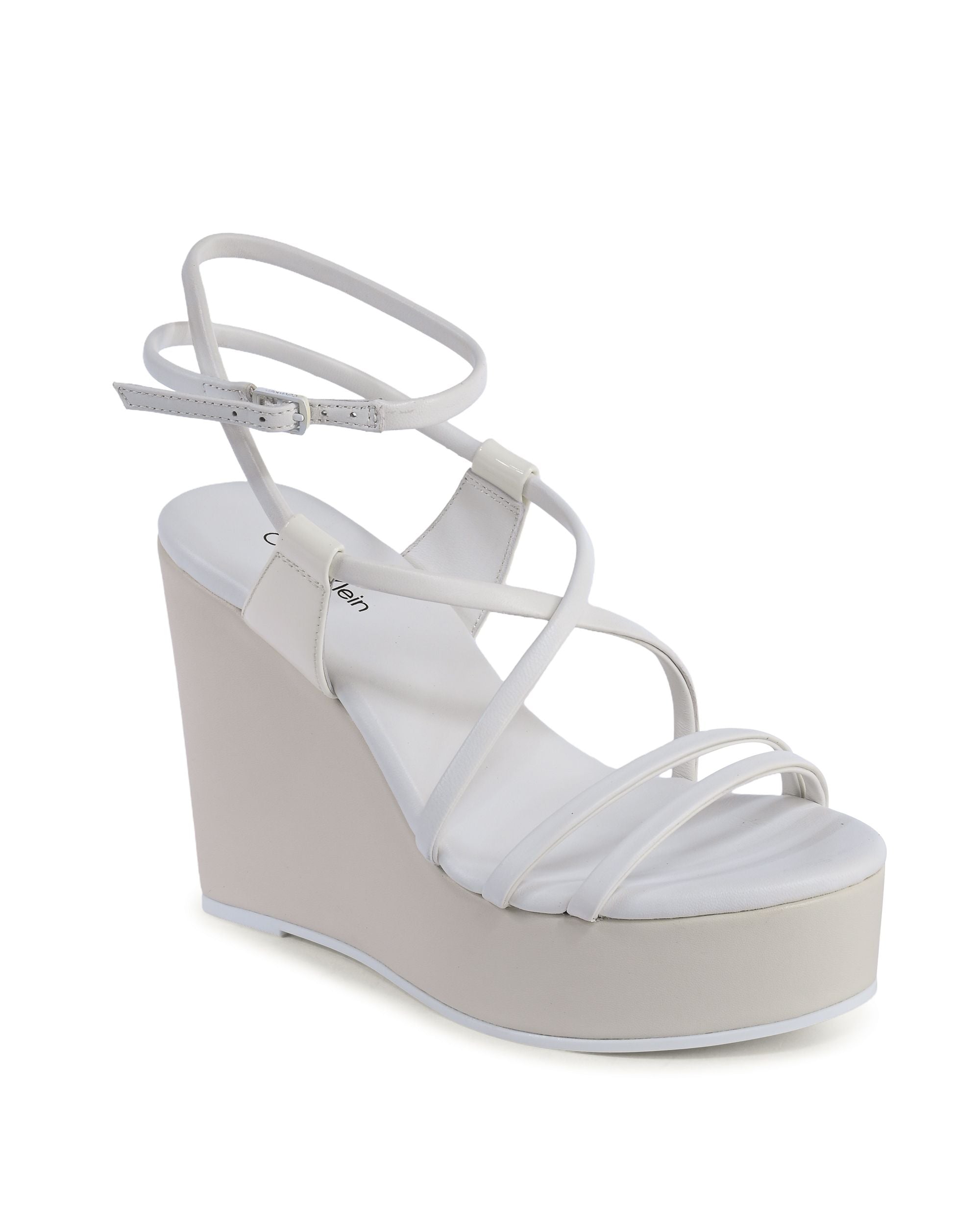 Calvin Klein - Sandalias de cuña para mujer, color blanco, HW0HW019520K9