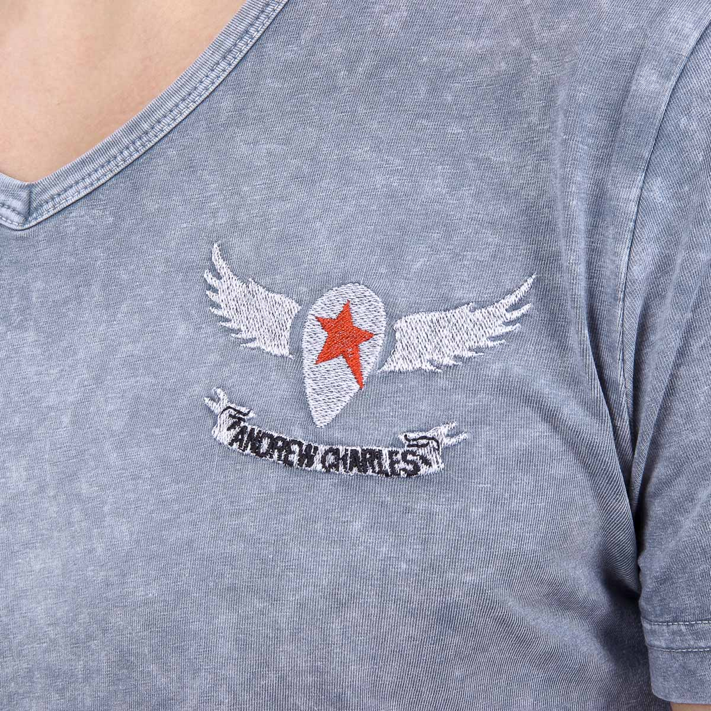 Andrew Charles Mens T-Shirt Short Sleeves V-Neck Grey ELI
